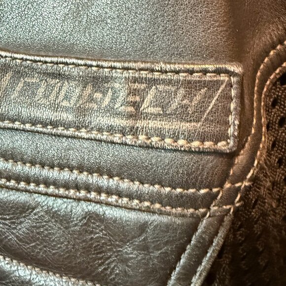 VINTAGE Leather Motorcycle Jacket Black Size 46 Tall Padded Vented Elbow Pads - Picture 3 of 14